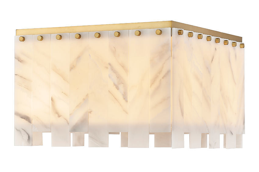 Steel Square Frame with Alabaster Diffuser Flush Mount