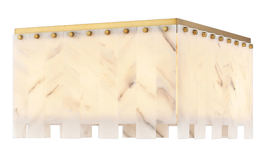 Steel Square Frame with Alabaster Diffuser Flush Mount