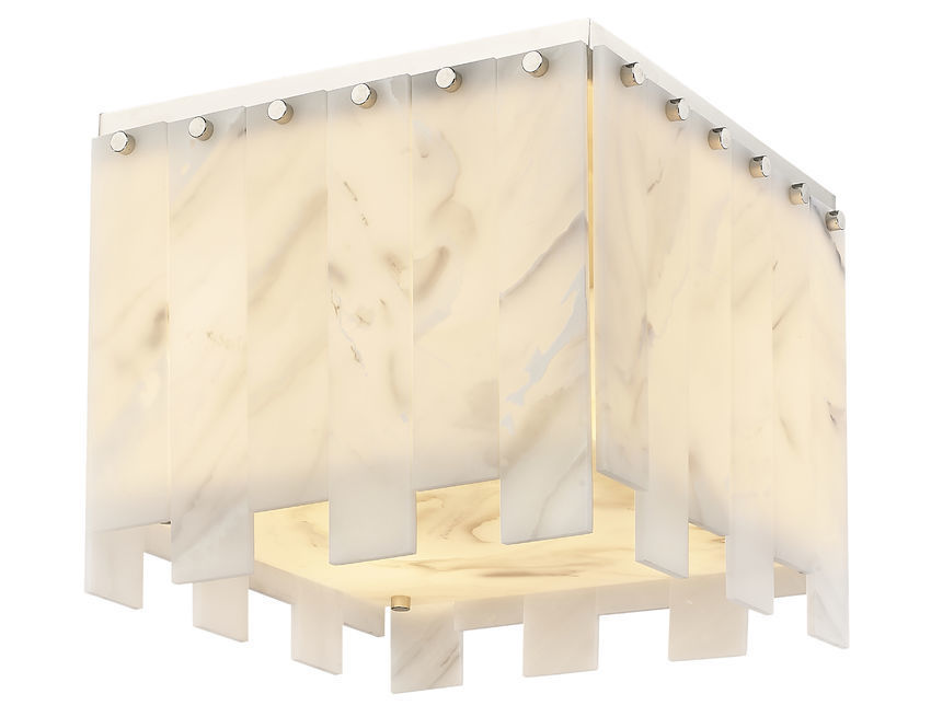 Steel Square Frame with Alabaster Diffuser Flush Mount