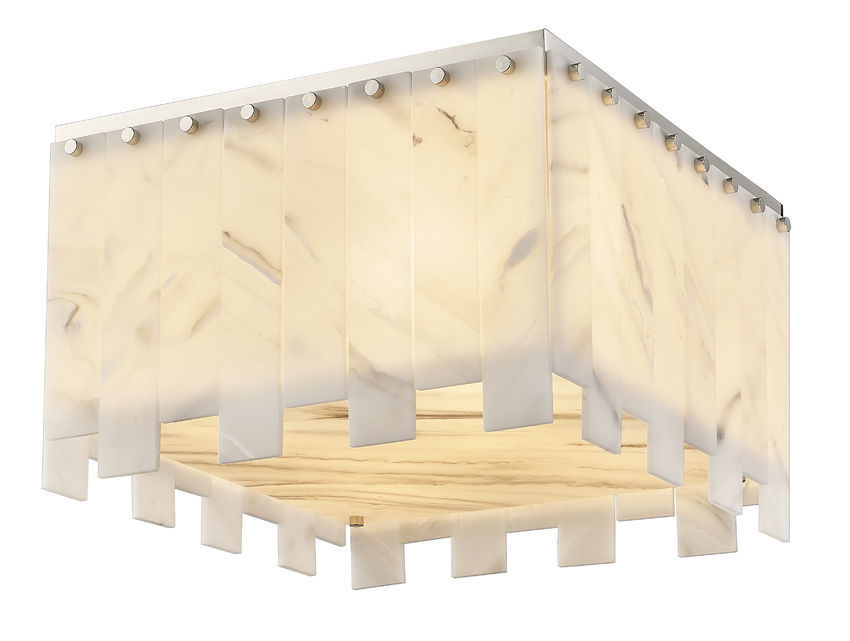 Steel Square Frame with Alabaster Diffuser Flush Mount