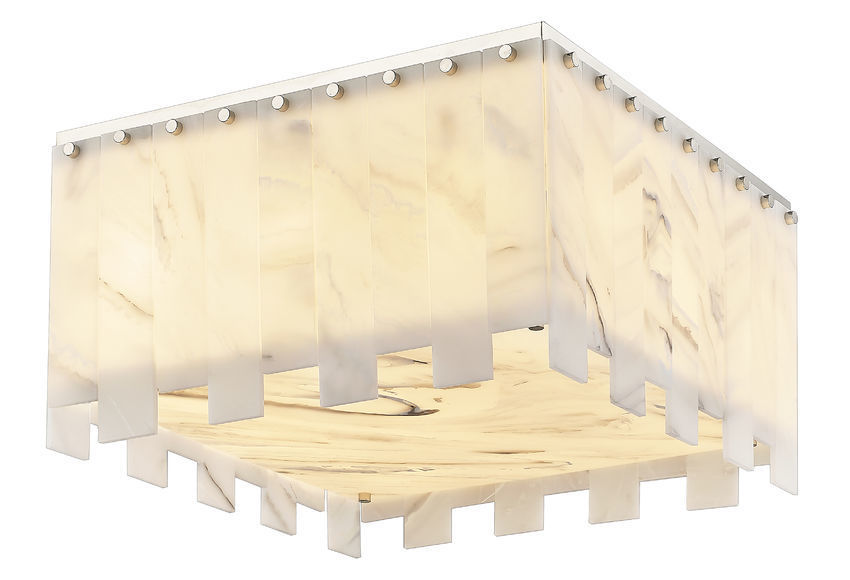 Steel Square Frame with Alabaster Diffuser Flush Mount