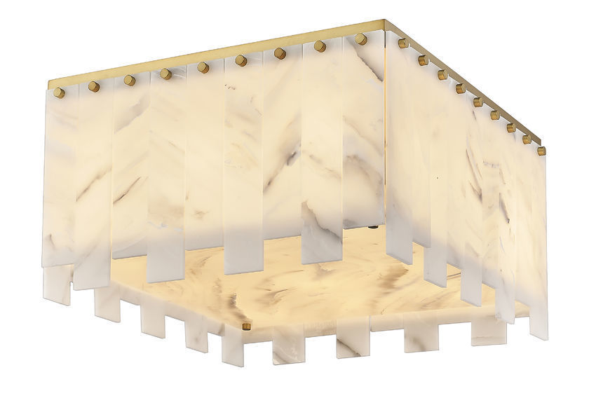 Steel Square Frame with Alabaster Diffuser Flush Mount