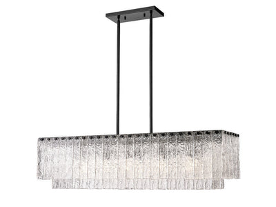 Steel Rectangular Frame with Glacier Glass Diffuser Linear Chandelier
