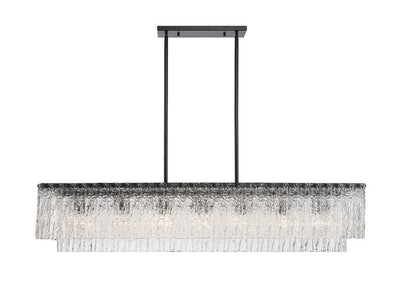 Steel Rectangular Frame with Glacier Glass Diffuser Linear Chandelier