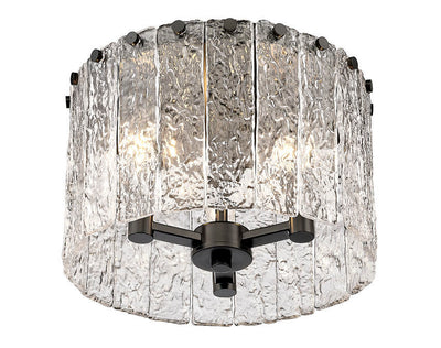 Steel Round Frame with Glacier Glass Diffuser Flush Mount