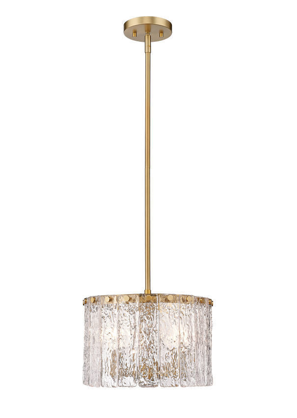 Steel Round Frame with Glacier Glass Diffuser Pendant / Chandelier