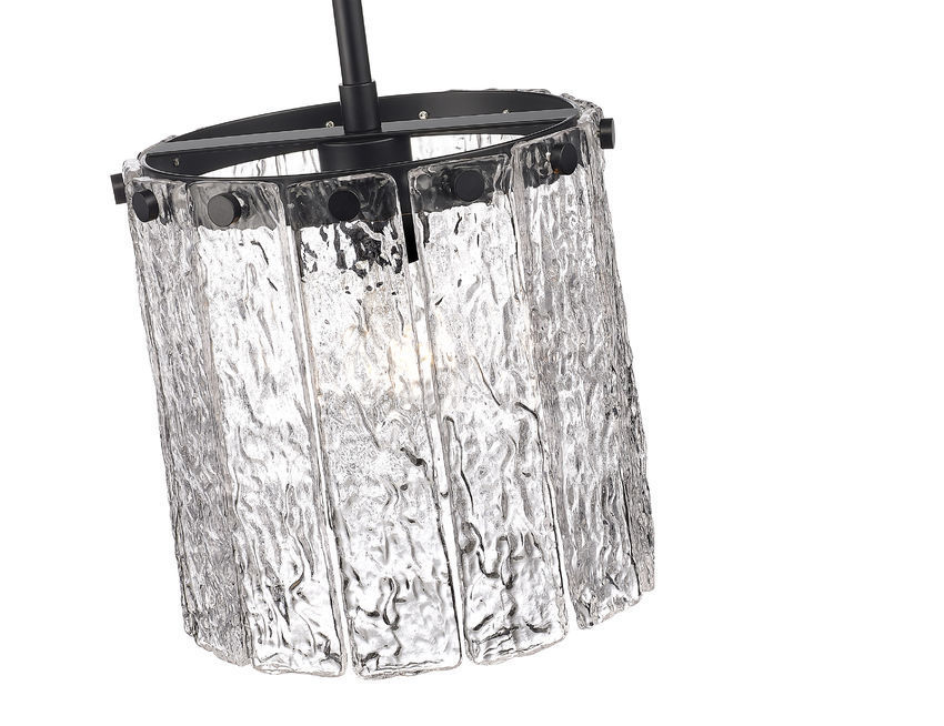 Steel Round Frame with Glacier Glass Diffuser Pendant / Chandelier