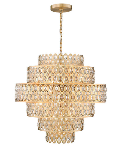 Heirloom Brass Round Frame with Clear Crystal Pendant / Chandelier