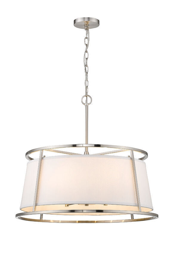 Steel Round Frame with Fabric Shade Pendant / Chandelier