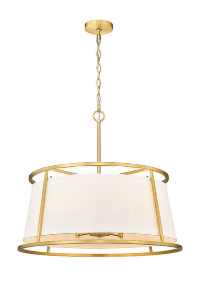 Steel Round Frame with Fabric Shade Pendant / Chandelier