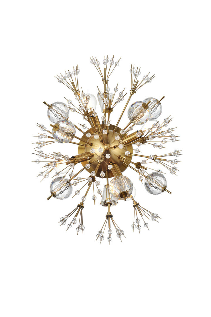 Steel Sputnik Frame with Clear Crystal Oval Wall Sconce in Satin Gold by Elegant