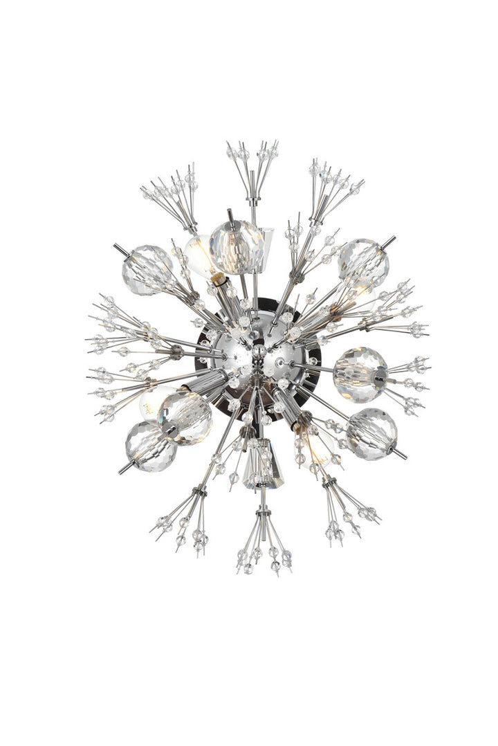 Steel Sputnik Frame with Clear Crystal Oval Wall Sconce in Chrome by Elegant