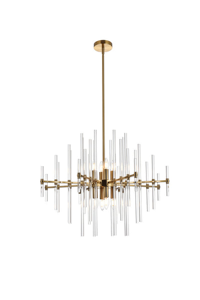 SteelFrame with Clear Crystal Rod Pendant / Chandelier