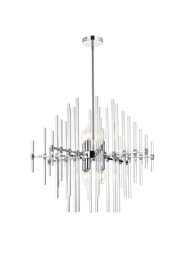 SteelFrame with Clear Crystal Rod Pendant / Chandelier