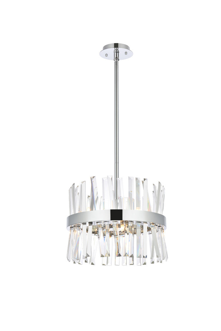 Steel Round Frame with Clear Crystal Rod Pendant / Chandelier in Chrome by Elegant