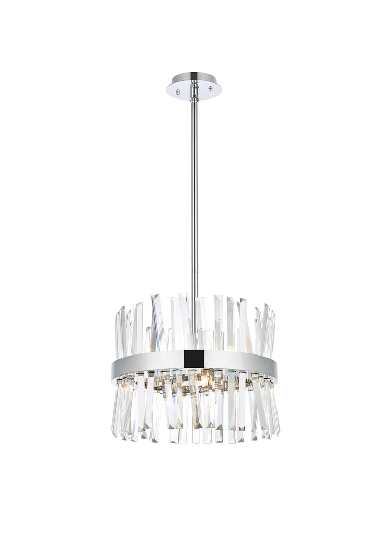 Steel Round Frame with Clear Crystal Rod Pendant / Chandelier in Chrome by Elegant