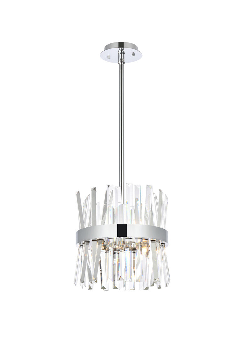Steel Round Frame with Clear Crystal Rod Pendant / Chandelier in Chrome by Elegant