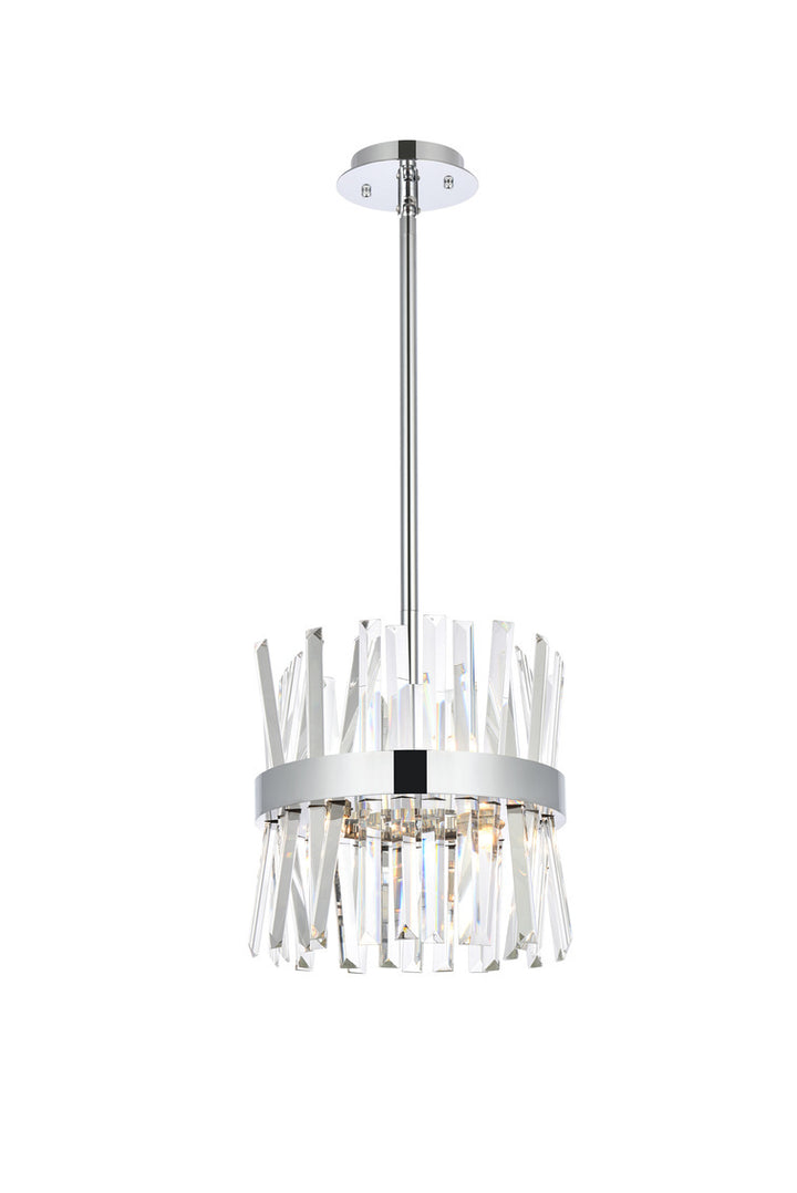 Steel Round Frame with Clear Crystal Rod Pendant / Chandelier in Chrome by Elegant