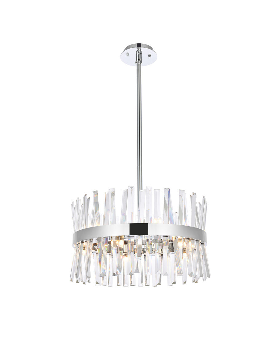 Steel Round Frame with Clear Crystal Rod Pendant / Chandelier in Chrome by Elegant