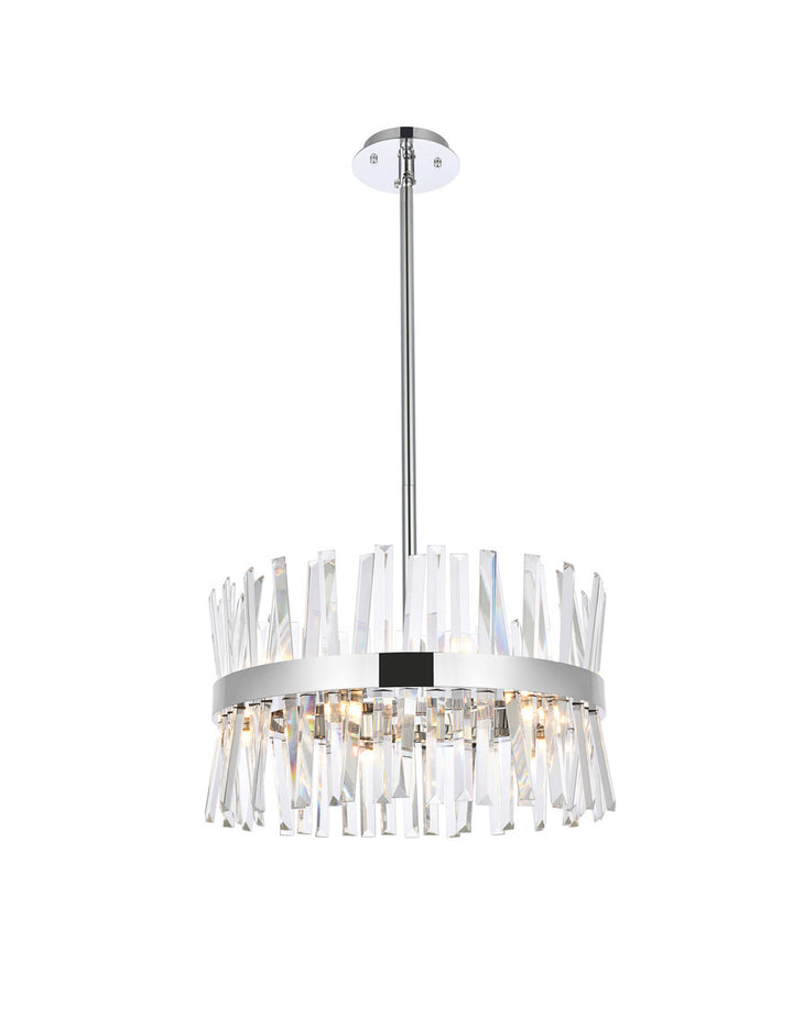 Steel Round Frame with Clear Crystal Rod Pendant / Chandelier in Chrome by Elegant
