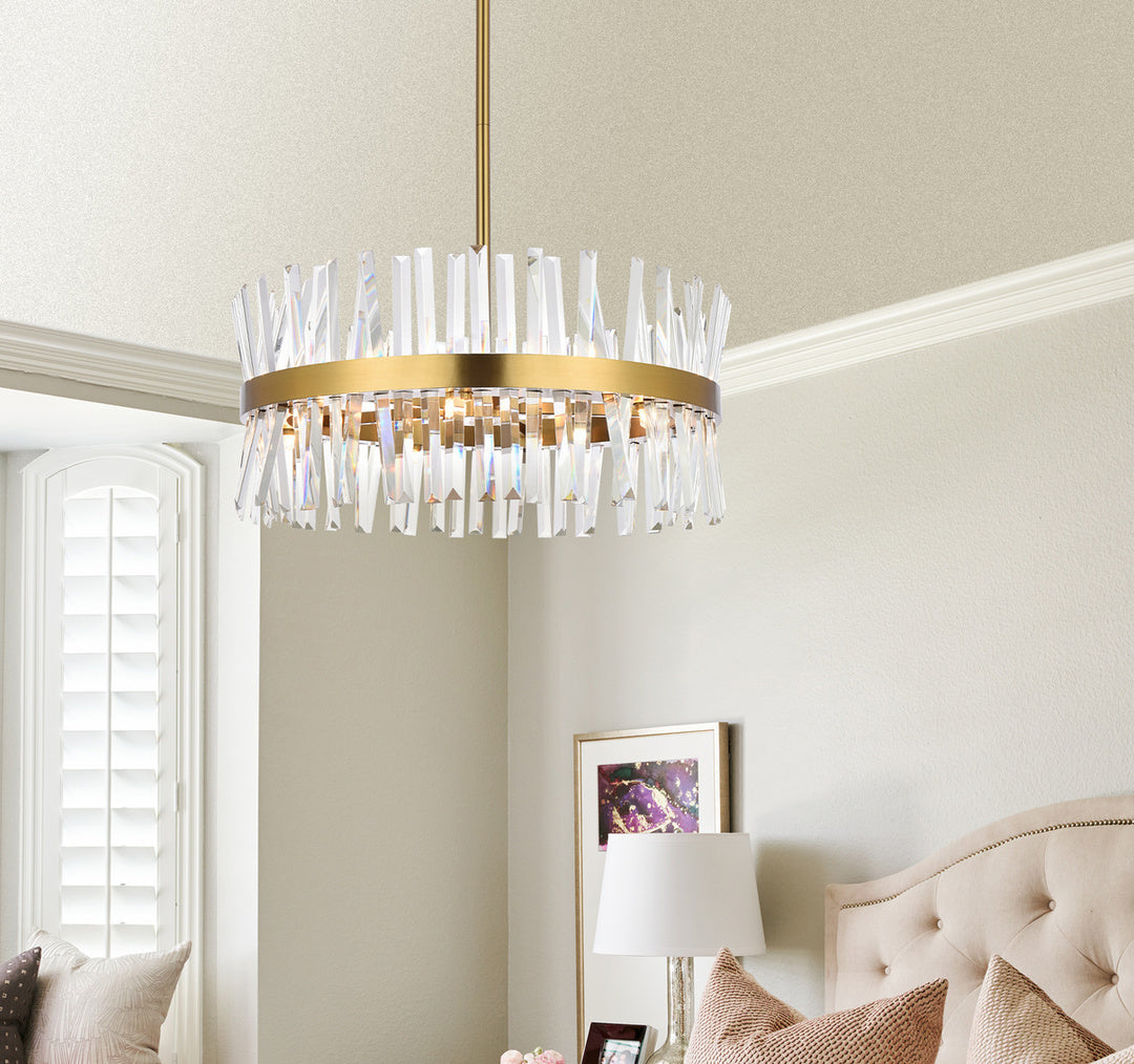 Steel Round Frame with Clear Crystal Rod Pendant / Chandelier by Elegant - view 26