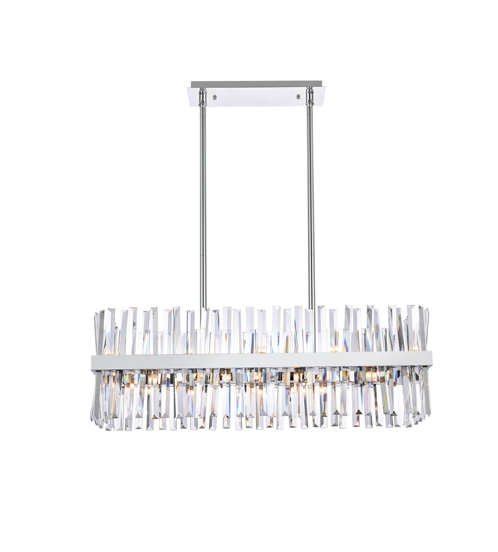 Steel Rectangular Frame with Clear Crystal Rod Linear Chandelier
