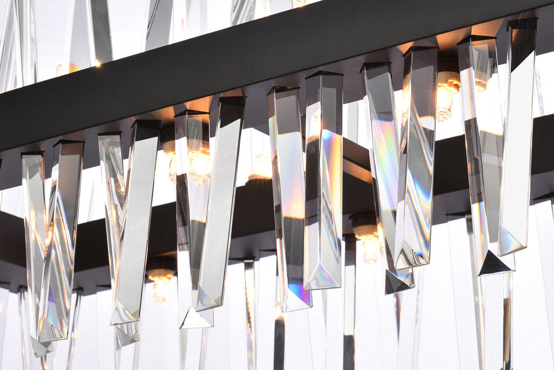 Steel Rectangular Frame with Clear Crystal Rod Linear Chandelier by Elegant - view 10