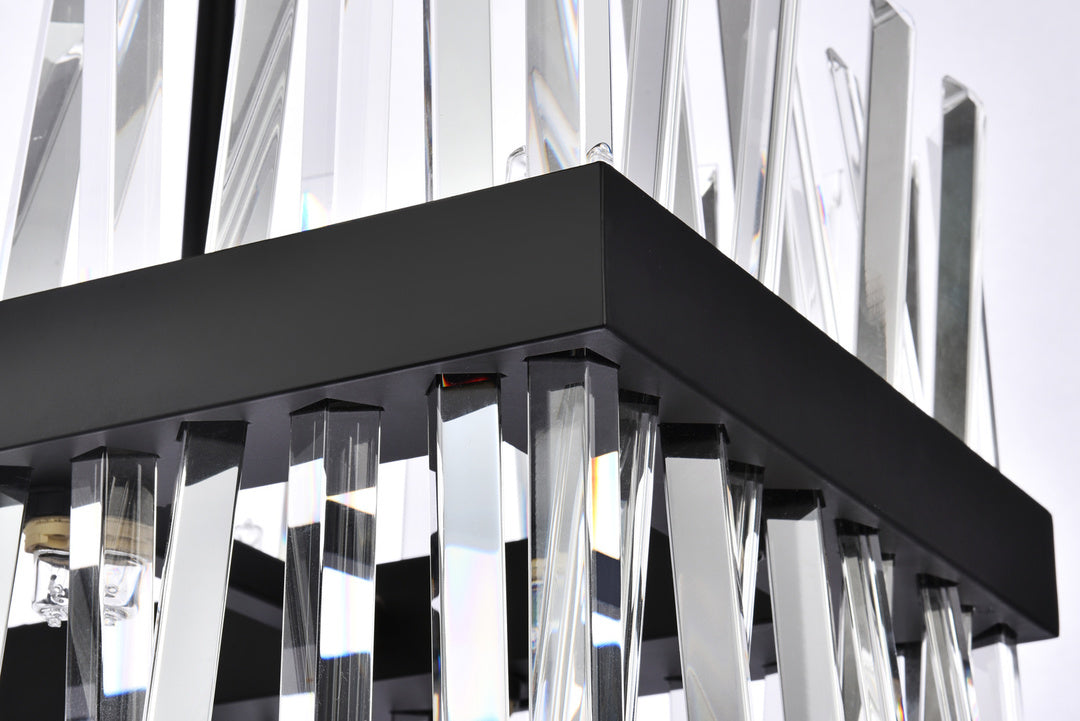 Steel Rectangular Frame with Clear Crystal Rod Linear Chandelier by Elegant - view 12