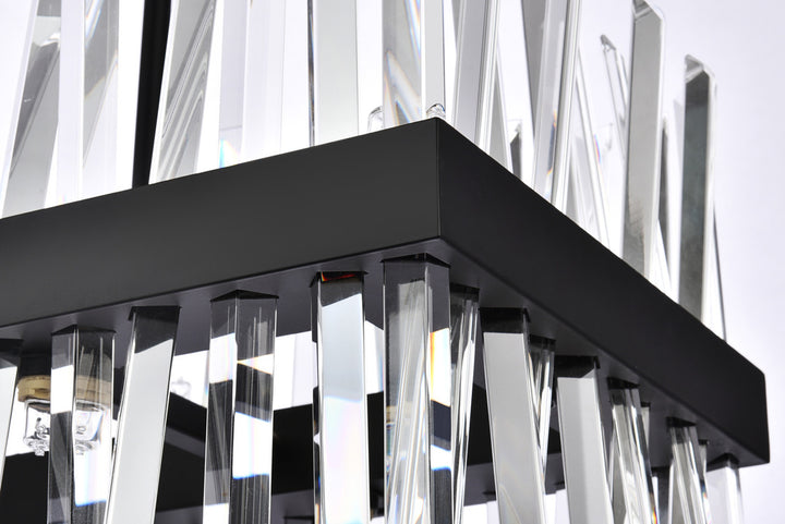 Steel Rectangular Frame with Clear Crystal Rod Linear Chandelier by Elegant - view 12