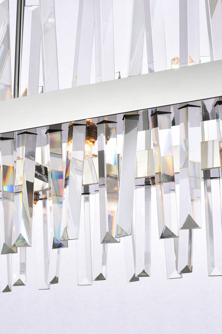 Steel Rectangular Frame with Clear Crystal Rod Linear Chandelier by Elegant - view 14