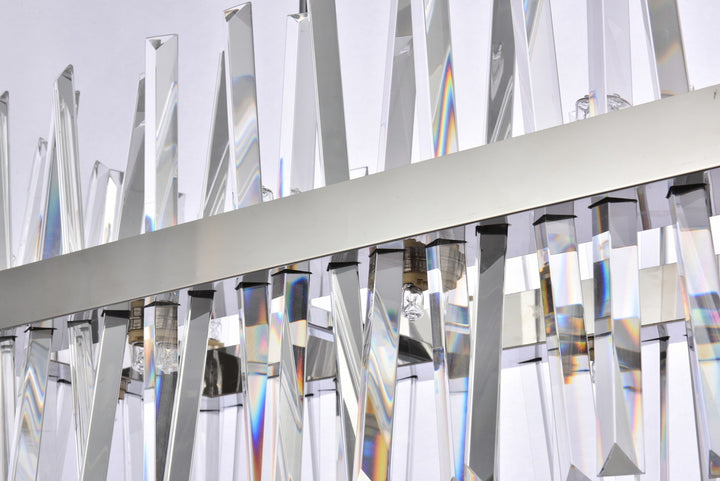 Steel Rectangular Frame with Clear Crystal Rod Linear Chandelier by Elegant - view 15