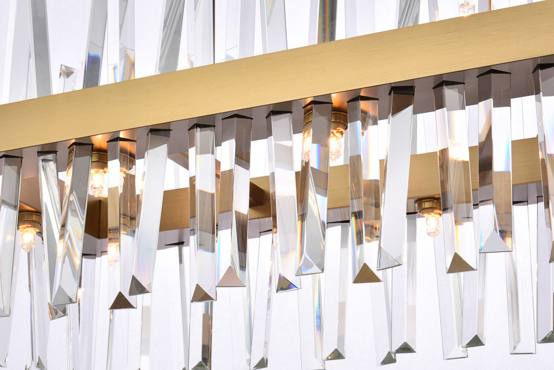 Steel Rectangular Frame with Clear Crystal Rod Linear Chandelier by Elegant - view 16