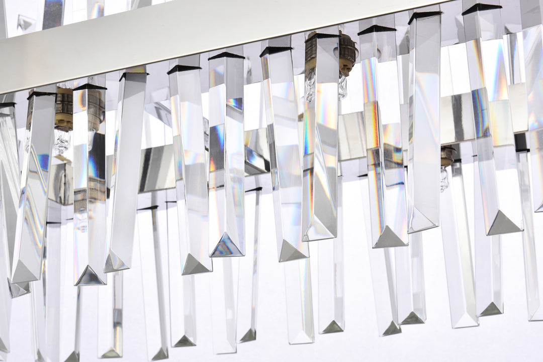 Steel Rectangular Frame with Clear Crystal Rod Linear Chandelier by Elegant - view 13