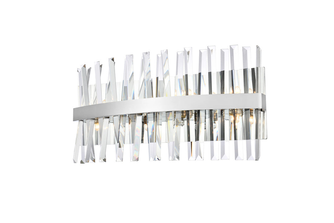 Steel Rectangular Frame with Clear Crystal Rod Vanity Light by Elegant - view 13