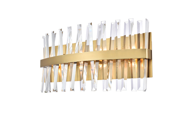 Steel Rectangular Frame with Clear Crystal Rod Vanity Light by Elegant - view 16