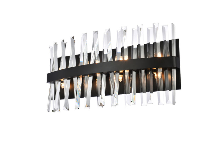 Steel Rectangular Frame with Clear Crystal Rod Vanity Light by Elegant - view 10