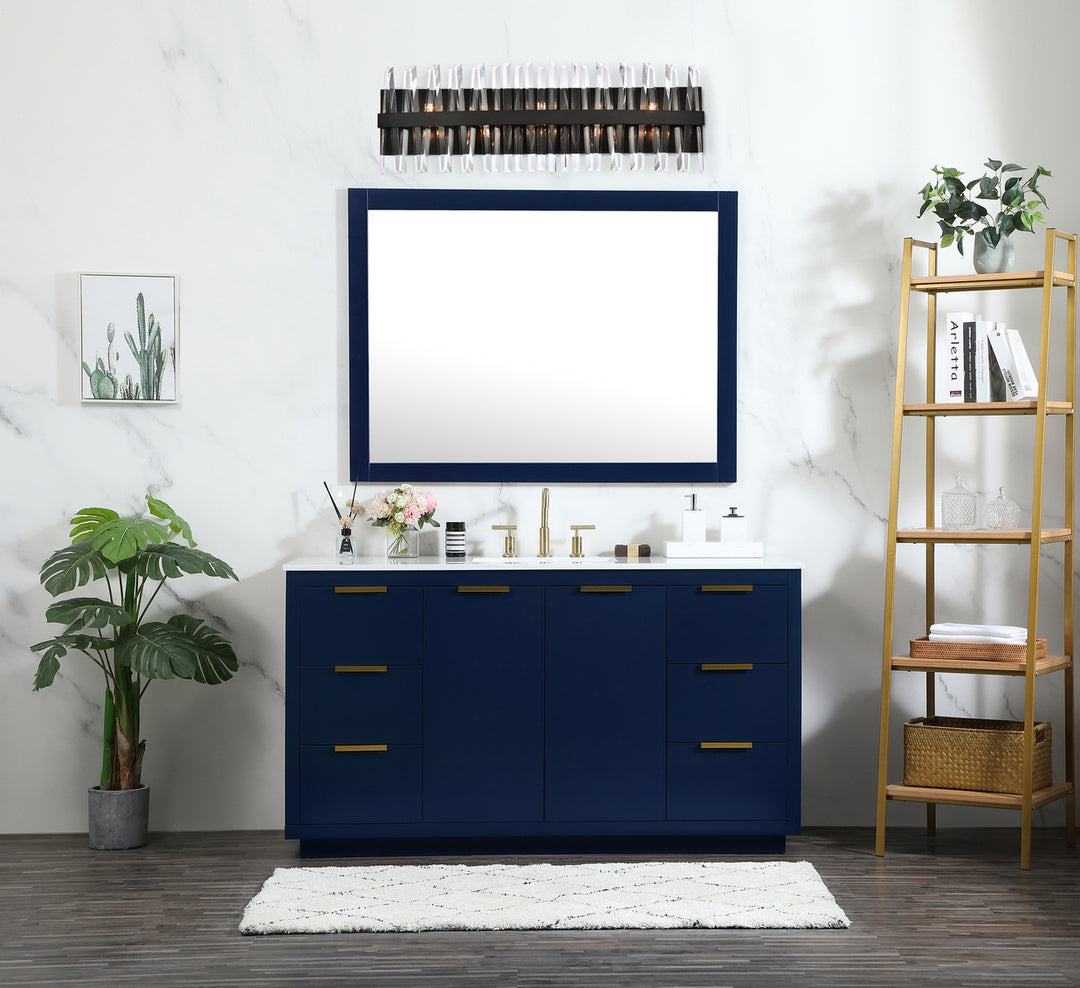 Steel Rectangular Frame with Clear Crystal Rod Vanity Light by Elegant - view 20