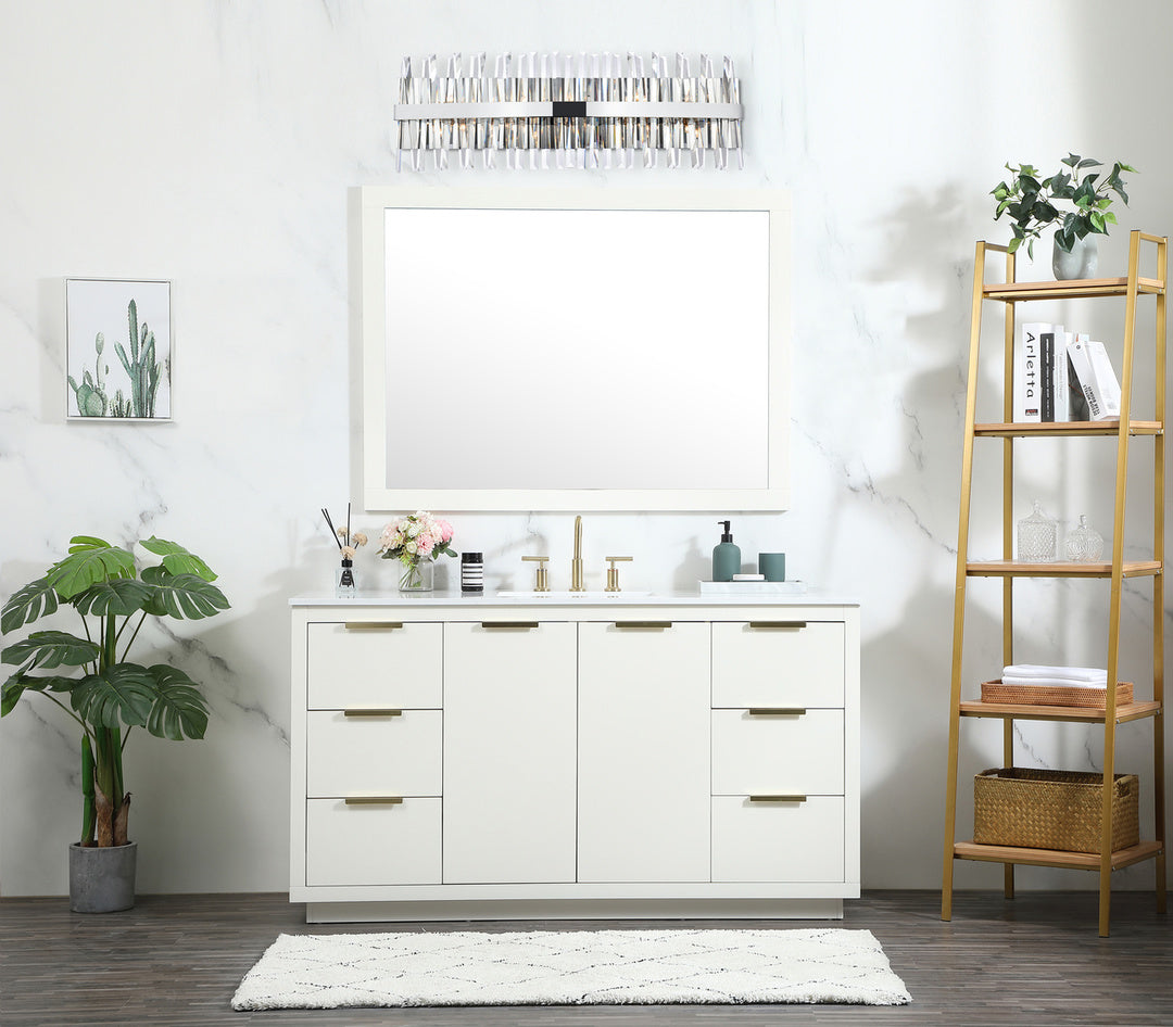 Steel Rectangular Frame with Clear Crystal Rod Vanity Light by Elegant - view 21