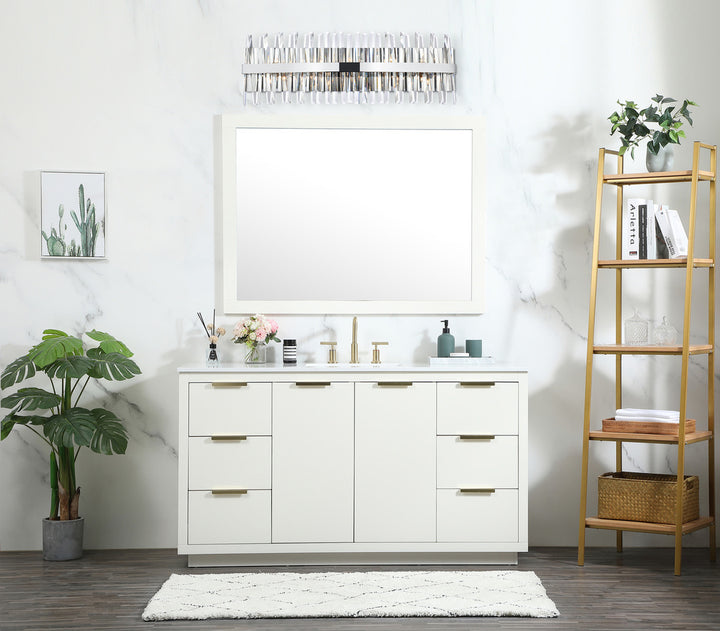 Steel Rectangular Frame with Clear Crystal Rod Vanity Light by Elegant - view 21