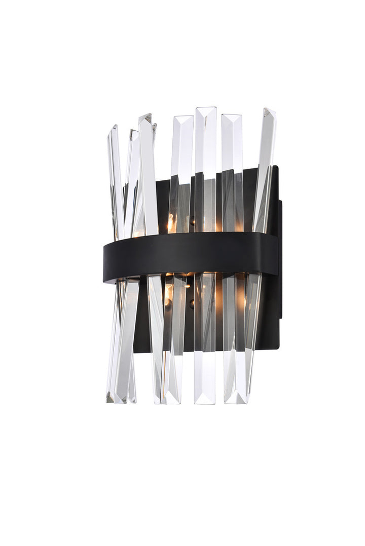 Steel Rectangular Frame with Clear Crystal Rod Wall Sconce by Elegant - view 4