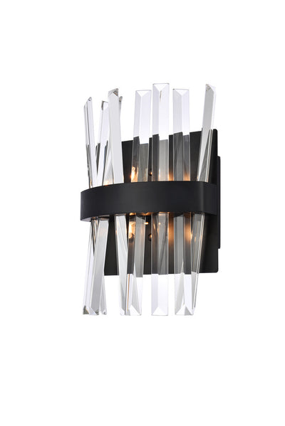 Steel Rectangular Frame with Clear Crystal Rod Wall Sconce