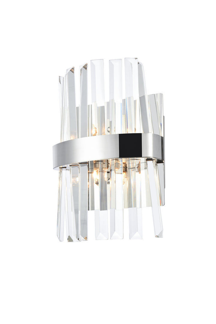 Steel Rectangular Frame with Clear Crystal Rod Wall Sconce by Elegant - view 8