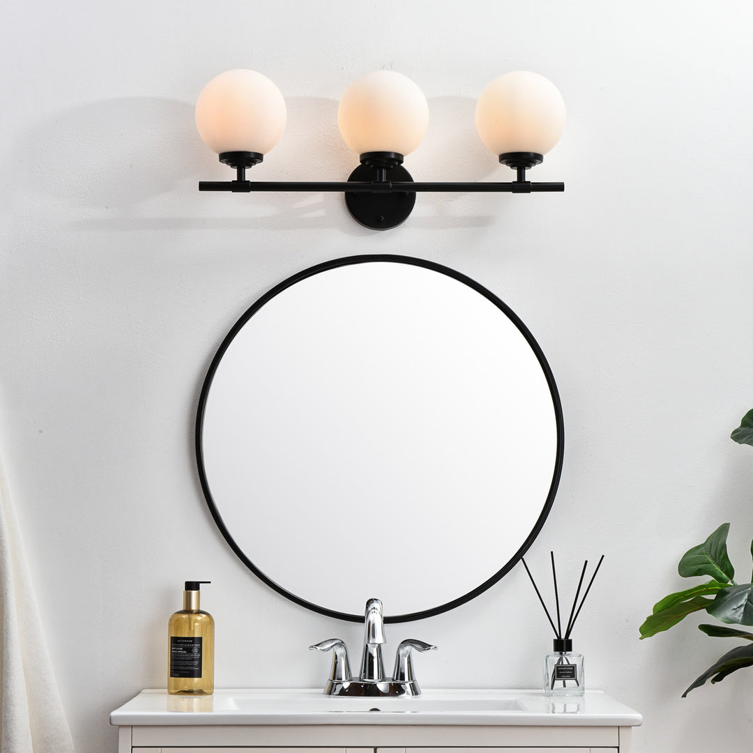 Steel Frame with Frosted Glass Globe Shade Vanity Light