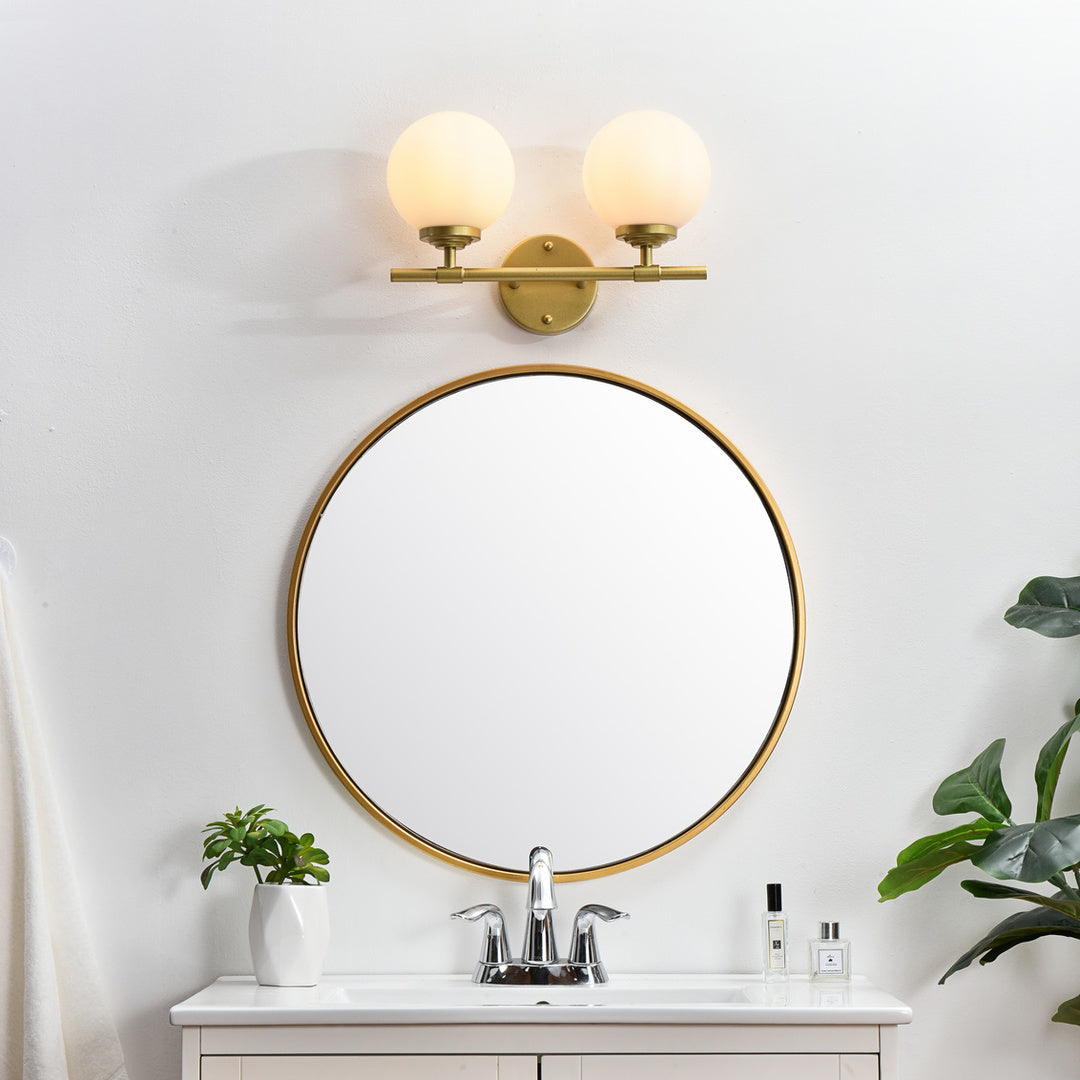 Steel Frame with Frosted Glass Globe Shade Vanity Light