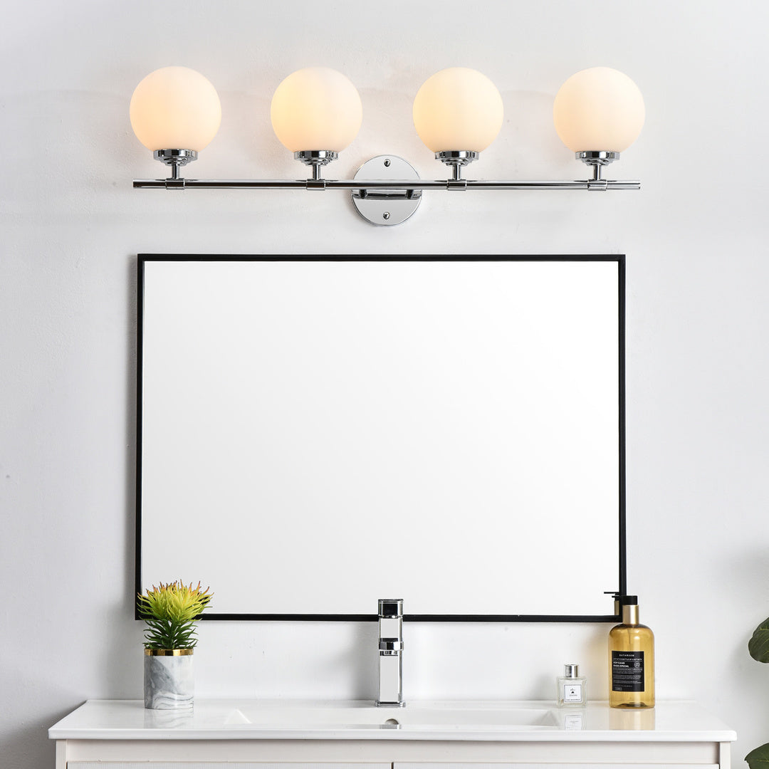 Steel Frame with Frosted Glass Globe Shade Vanity Light