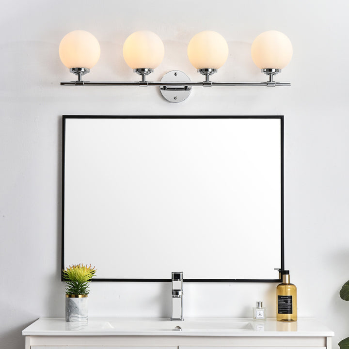Steel Frame with Frosted Glass Globe Shade Vanity Light