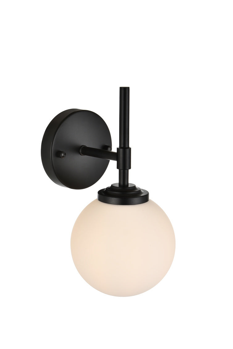 Steel Frame with Frosted Glass Globe Shade Wall Sconce