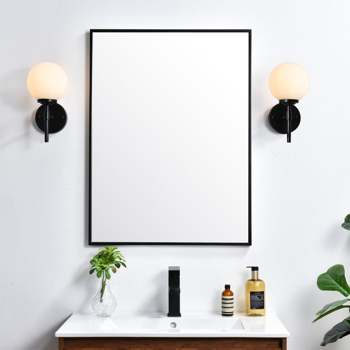 Steel Frame with Frosted Glass Globe Shade Wall Sconce by Living District - view 10