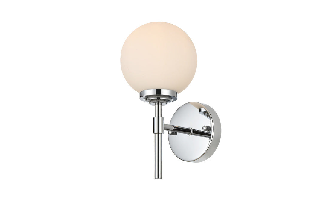 Steel Frame with Frosted Glass Globe Shade Wall Sconce by Living District - view 6