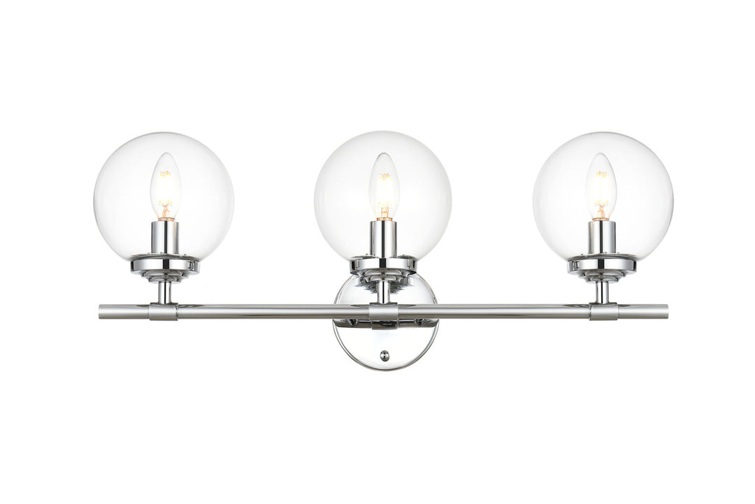 Steel Frame with Clear Glass Globe Vanity Light
